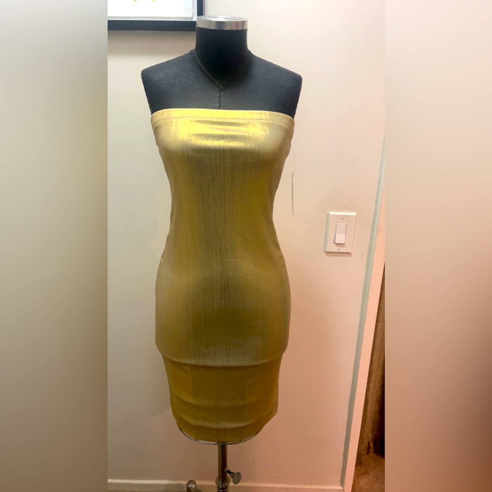 Gold metallic tube dress